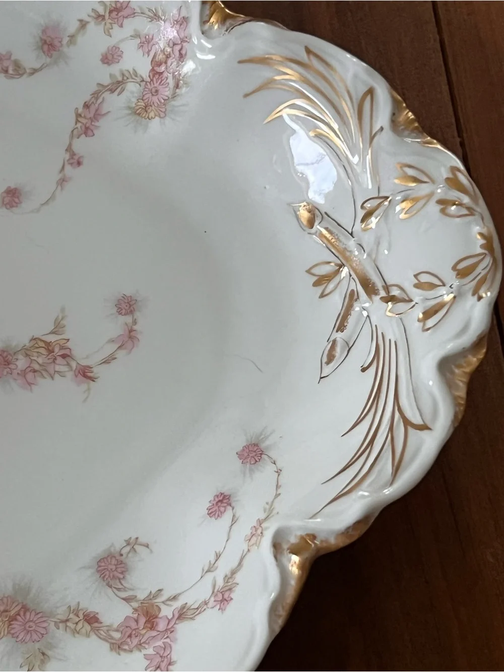 Haviland Limoges Porcelain Schleiger ?525 Pink Gold Floral 16” Platter